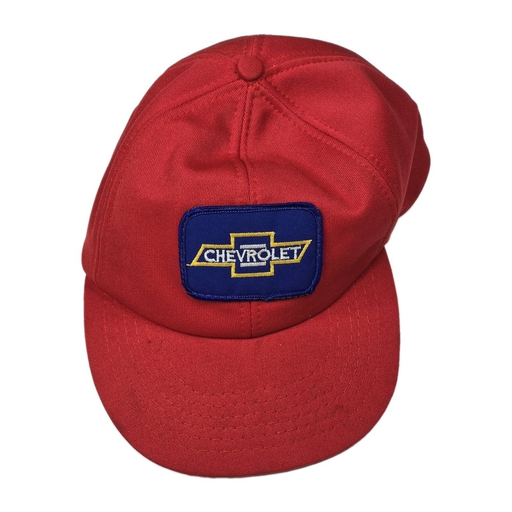 Vintage Chevrolet Patch Hat Red Green Under Brim Chevy Truck Snapback Cap USA